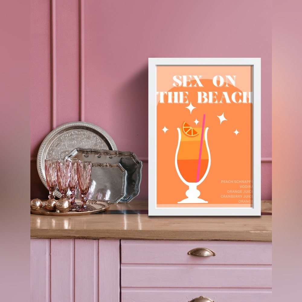 Orange cocktail vintage inspired recipe paperboard print